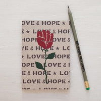 Bundle of 3 "Love & Hope" A6 Recycled Notebook Pencil Sets