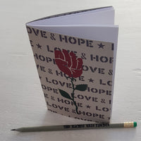 Bundle of 3 "Love & Hope" A6 Recycled Notebook Pencil Sets